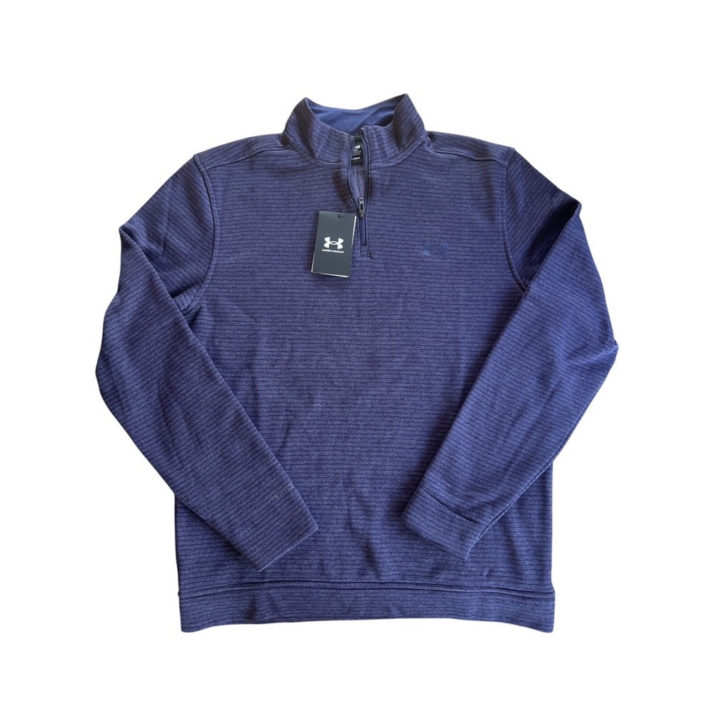 NWT Under Armour Storm SweaterFleece Mens Navy Blue 1/4 Zip Golf Pullover Sz M